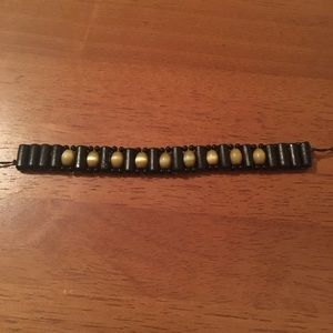 Handmade Gold and Dark Brown Beaded Bracelet